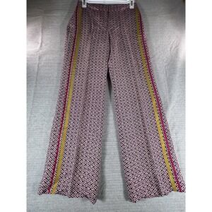 ANN Taylor LOFT Geometric Pattern Julie Size 10 Wide-leg Boho Chic Fucsia